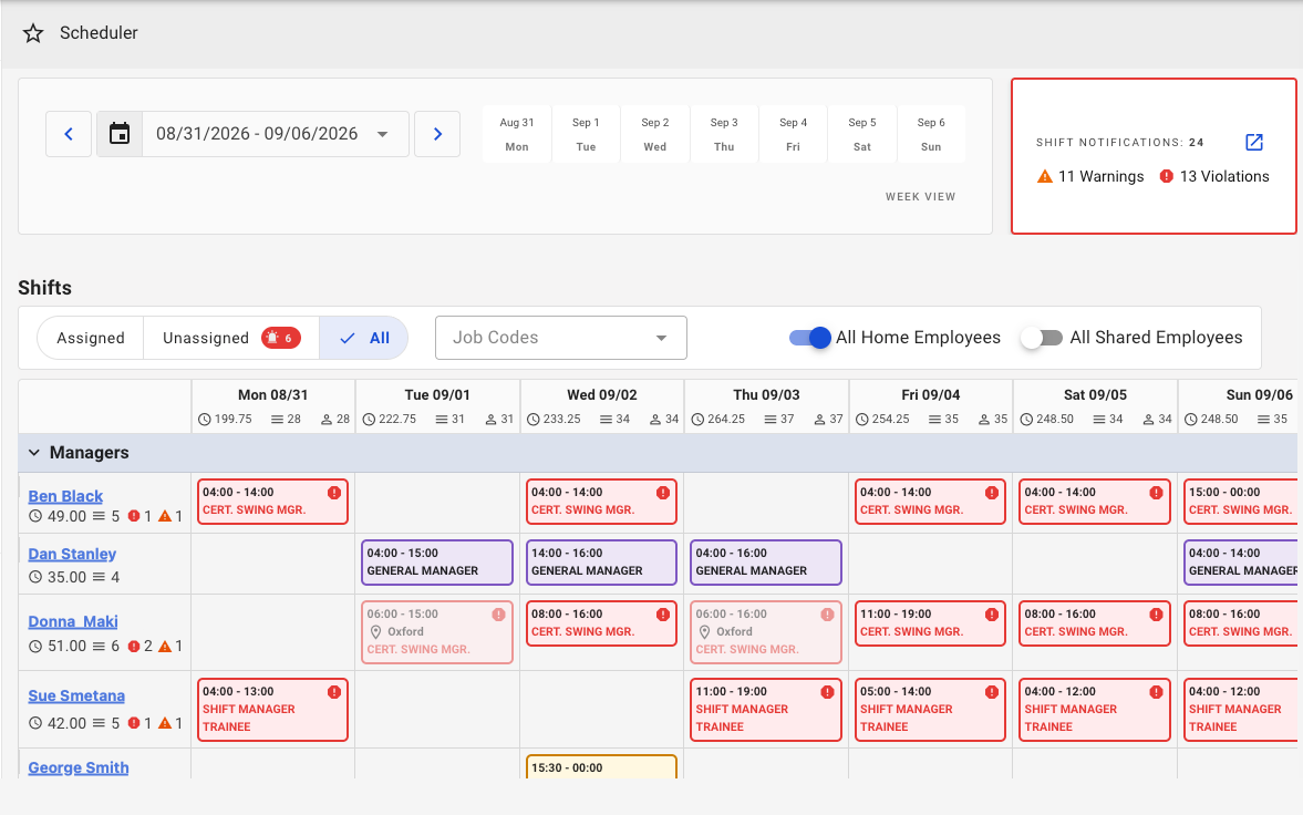 QSRSoft Workforce Management product screenshot